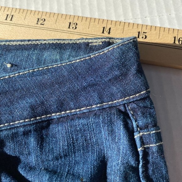 Elite Womens Blue Denim Biker Studded Straight Leg Punk Mid-Rise Jeans Size 7/8 - Picture 8 of 9